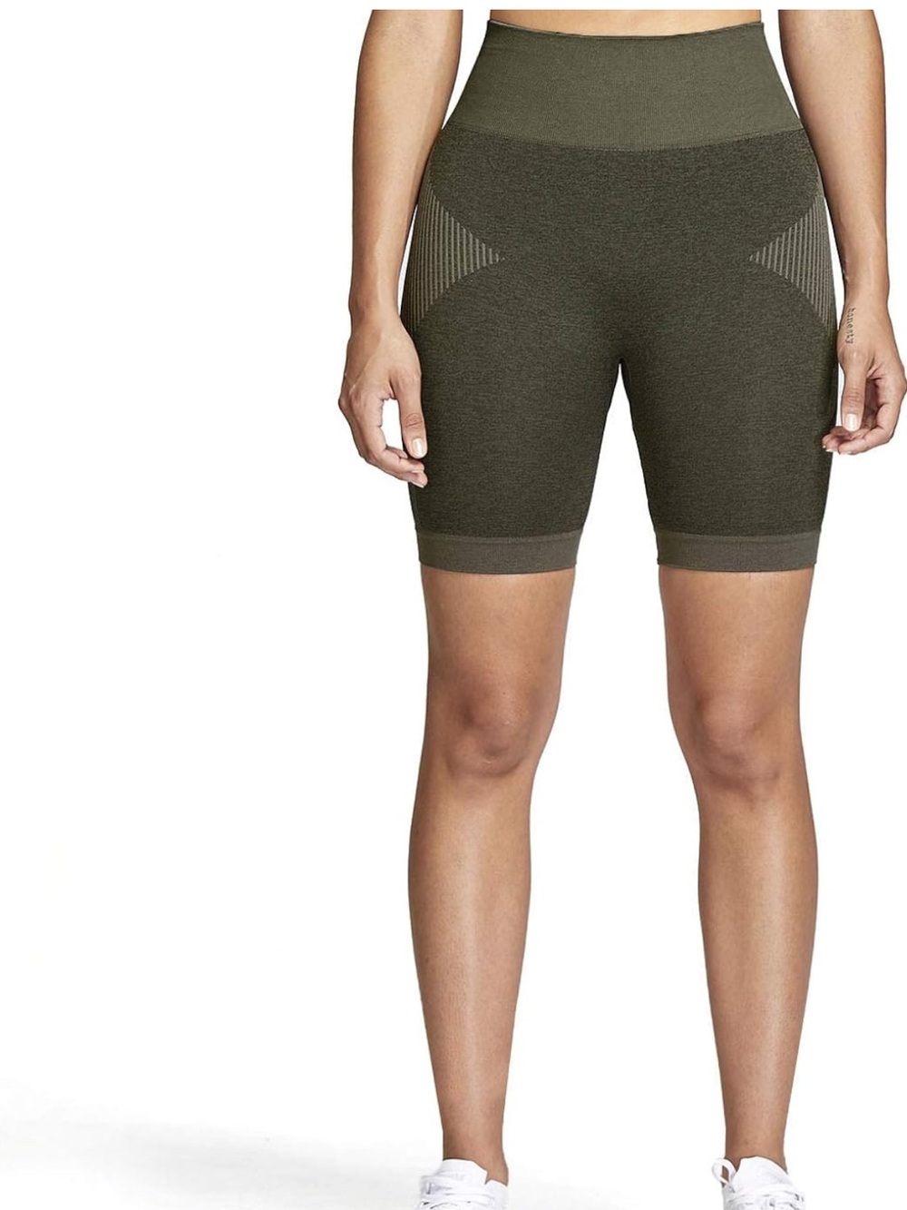 High-Waist Olive Seamless Bike Shorts for Women |S